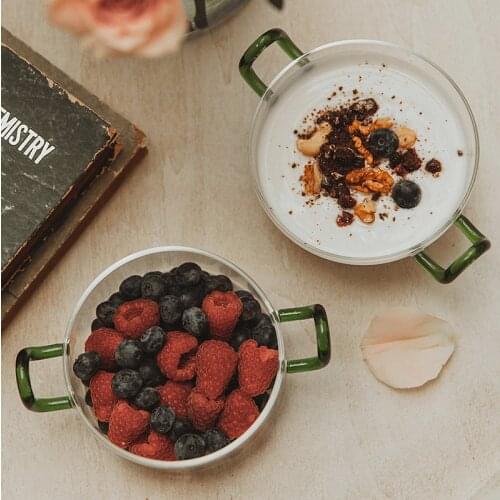 Ice Cream Bowl Glass Fruit Vegetable Salad Dessert Bowls Green Microwavable Cutlery Tableware Home Restaurant Supplies