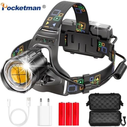 500000LM Powerful Led Headlamp XHP100 2500M Long Range Headlight 18650 Head Flashlight Torch For Camping Cycling Running Fishing