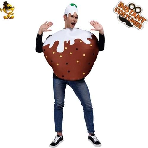 New Arrival Mens Christmas Pudding Costume Fancy Dress Funny with Hat Tunic Carnival&Halloween Costume