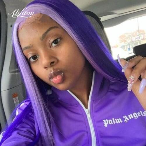 ALIFITOV Highlight Lace Front Wig Pre Plucked Silky Straight Wig Long Human Hair Wigs For Women