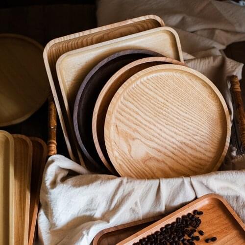 Solid Wood Decoration Wood Dish Storage Plate Fruit Tray Tray Black Walnut Pewter Red Cherry Boxwood Japanese Style
