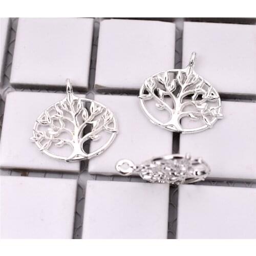 10pcs/lot 27x26mm Bright Silver Plated Tree Charms Pendant DIY Handmade Jewelry Accessories