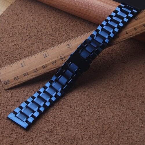 Genuine Watchbands straight end for quartz watch strap band men accessories Dark blue stainless steel fold buckle 20mm 22mm new