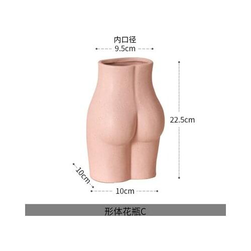 Pink body shape art chest buttocks ceramic small vase net red ins Mini flowerpot decoration