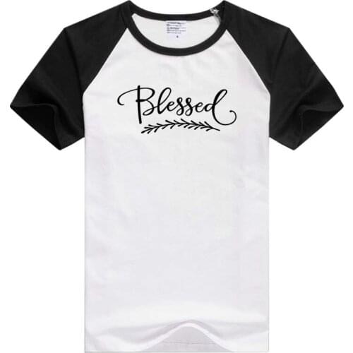 Beautiful Blessed Phrase short sleeve casual men T shirt black color shoulder panda style shoulder tees GA014