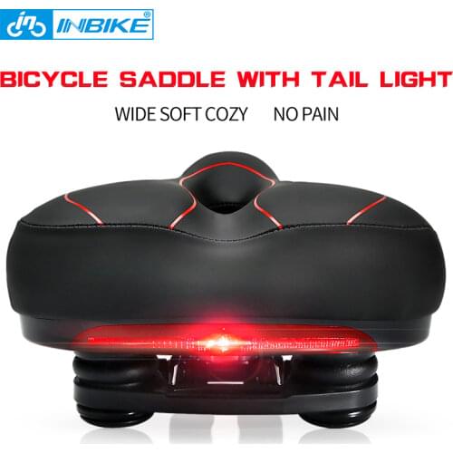 Bicycle Saddle with Tail Light Widen MTB Cushion Road Bike Soft Comfortable Seat Spare Parts for Bicycles