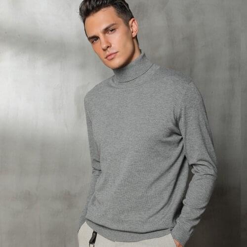 2020 spring and autumn new sweater pullover mens business cashmere sweater black mens casual high collar sweater brand
