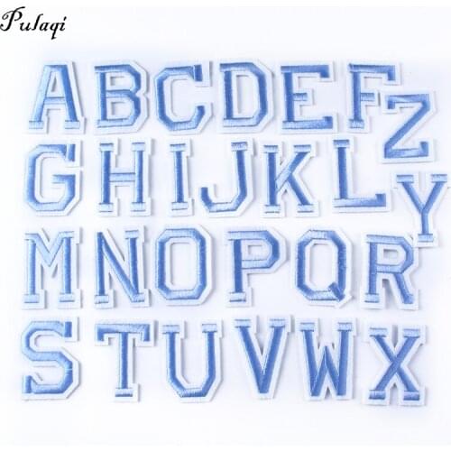 Pulaqi Iron-on Patch on Clothes 26 English Alphabet Letters Embroidered Patches for Clothing Stickers Garment Accessories Badges