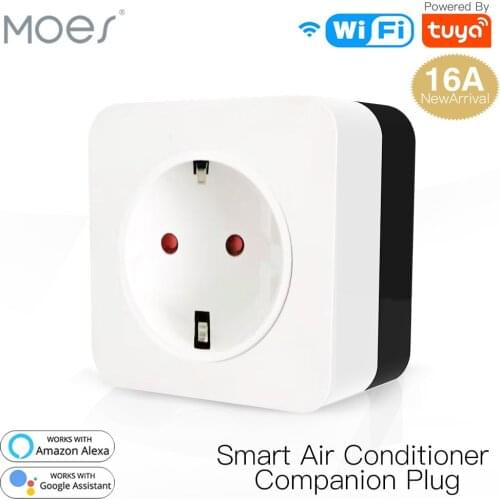 Moes 16A WiFi Smart Air Conditioner Companion IR Wireless Remote Controller Wall Plug Smart Life Tuya Control Work with Alexa