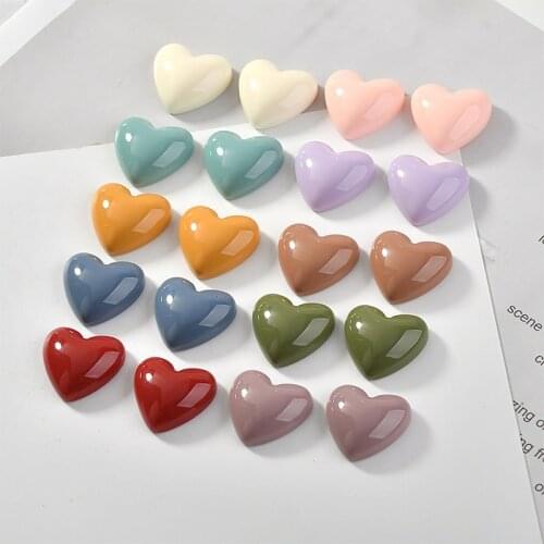 Vintage Japanese Heart Love Solid Resin Semi-Pill Earrings Patch DIY Jewelry Accessories Handmade Earrings Material