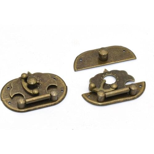 Vintage Bronze Retro Latch Hasp Swing Lock Clasp Decorative Cabinet Latches Hasp Pad Lock Clasp for Wooden Box case Chest Gloss