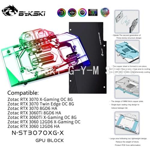 Bykski GPU Water Block For ZOTAC GeForce RTX 3070 X-Gaming / Twin Edge Graphics Card VGA Cooler, A-RGB PC Radiator N-ST3070XG-X