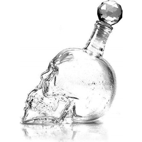 YUEWO Decanters Crystal Skull Head Shot Glass Wine Decanter Party Transparent Champagne Cocktails Beer Coffee Bottle