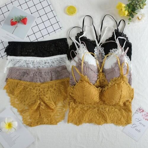 CHRLEISURE Sexy Lace Underwear Set Female Bra Brief Lingerie Set 2pcs Bralette Tops Intimates 2021 New