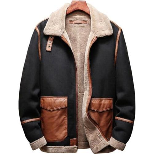 Winter Mens Fur Leather Jacket Coats European Style Plus Size 5XL Mens Faux Fur Coats Automotive Overcoats Mens Coat A173
