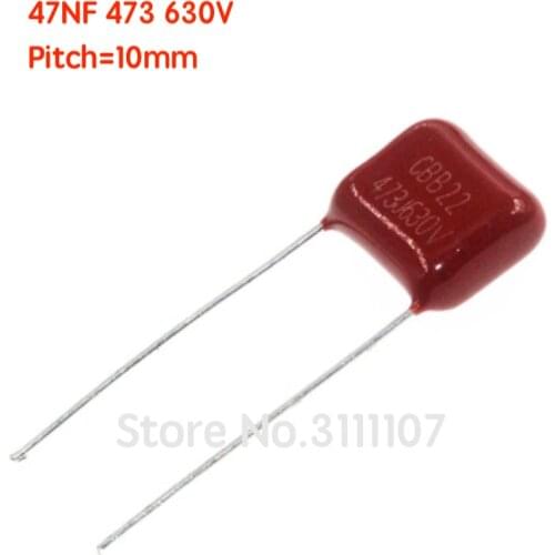 20PCS/Lot 47nF 473 630V Pitch 10mm CBB Polypropylene Film Capacitor 473 47nF 630V 100%NEW