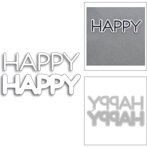 2020 New English Words Happy and Silhouette Metal Cutting Dies For Cut Paper Craft Making Greeting Card Scrapbooking NO Stamps