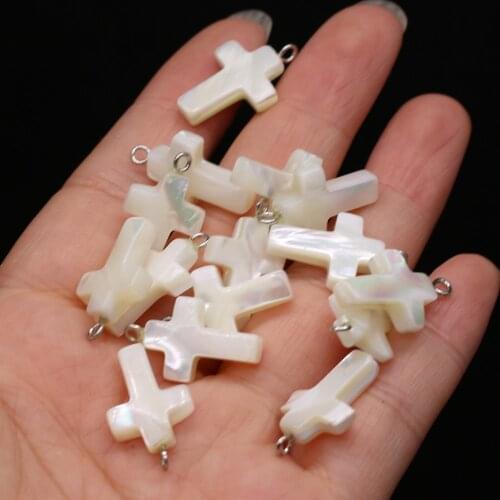 3PCS 2021 New Natural Freshwater Shell White Cross Shape Pendant Making DIY Fashion Necklace Earrings Jewelry Decoration Gift