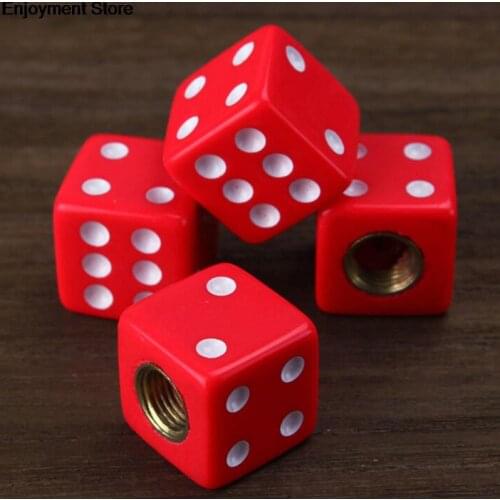 4 Pcs Red Dice Tire Air Valve Stem Caps For Car Truck Bike ATV Wheel Rims Hot Sale Bike Bicycle Accessories