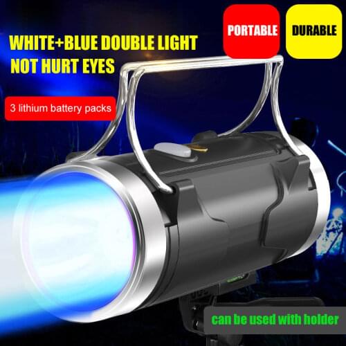 7 Inch Ultra Bright LED Powerful Flashlight Torch for Night Fishing Waterproof Outdoor Portable Hunting Lantern White Blue Light