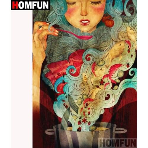 HOMFUN Full Square/Round Drill 5D DIY Diamond Painting "Cartoon Girl" 3D Diamond Embroidery Cross Stitch Home Decor A18599