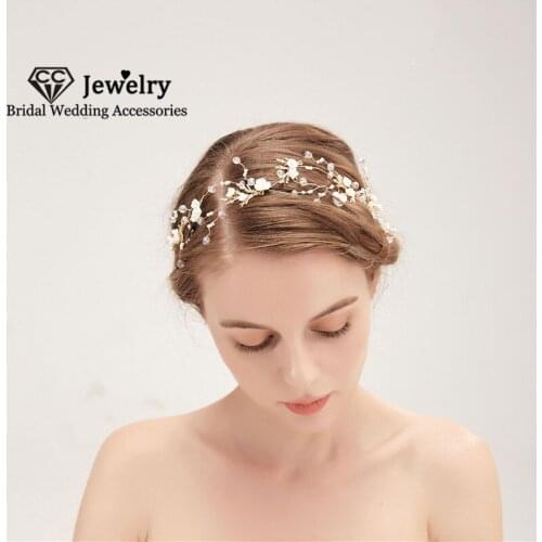 CC Flower Shape Hairbands Wedding Hair Accessories for Women Bridal Headdress Engagement Hairwear 100% Handmade Headbands HS155