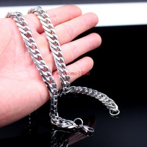 High Polished 8"-32" Trendy 12mm wide Curb Link Chain Necklace or Bracelet 316L Stainless Steel Jewelry For Mens Gifts