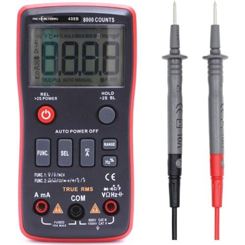 RM408B Digital Multimeter 8000 Counts True RMS with Temperature Tester Auto-Ranging AC/DC Transistor Voltage Meter