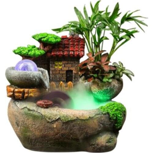 Feng shui wheel rockery water fountain water control home decoration lucky decoration Miniature landscape bonsai desktop humidif
