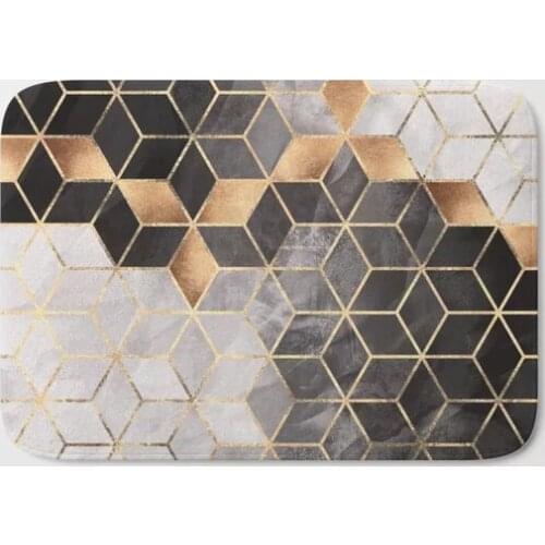 HOT Bathroom Rugs Smoky Cubes Bath Mat Flannel Absorbent Non Slip Doormat for Entrance Door Bathroom Mat Set