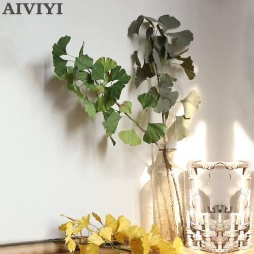 Artificial plastic ginkgo plant fake flower home garden shop table decoration leaf