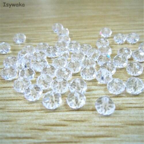Isywaka White Color 3*4mm 145pcs Rondelle Austria faceted Crystal Glass Beads Loose Spacer Round Beads for Jewelry Making