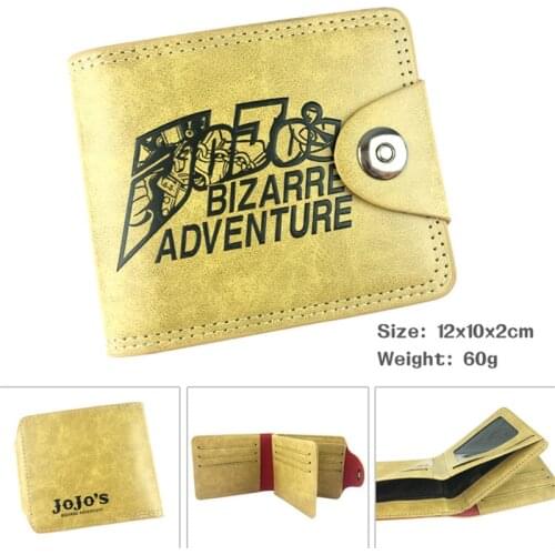 Jo Jo Bizarre Adventure Cartoon Anime Men Wo Boys Girls Short Leather Hasp Button Wallet Purse Money Holder