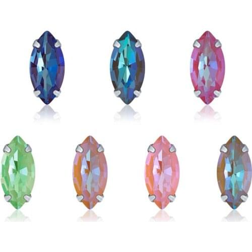 Astrobox New High Quality Navette Claw Stone Sew On Rhinestones Glass Crystal Stones Loose Beads DIY Clothing Jewelry Making