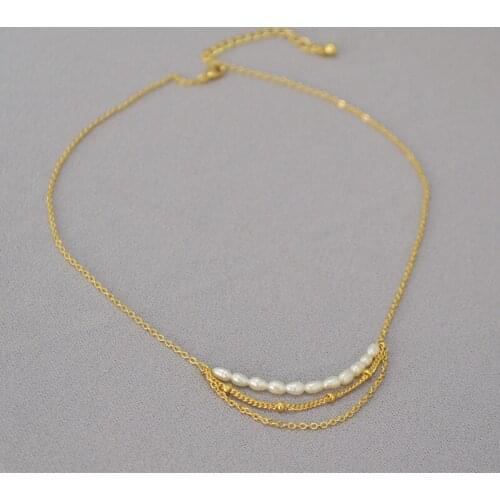 Korean version reshwater pearl chain tassel crescent smiling face Necklace