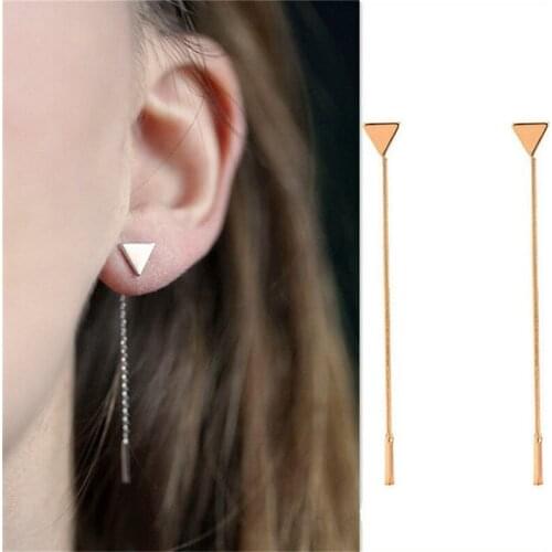 Korean Triangle Metal Geometric Earrings Long Chain Tassels Jewelry Earrings For Women Wedding Party Jewelry Fashion Accesorios