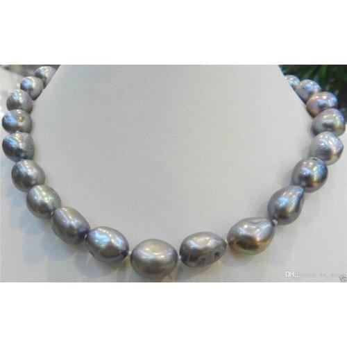 Beautiful 10-12mm gray baroque pearls freshwater pearl necklace