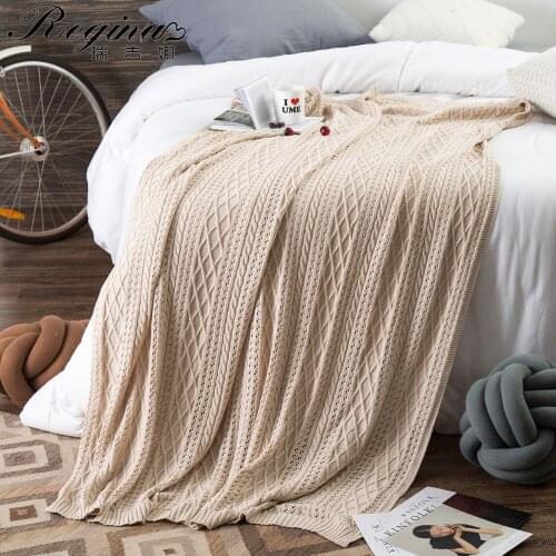 REGINA Brand Fashion Knitted Throw Blanket Elegant Hollow Out Plaid Dough Twist Sofa Blanket Wearable Women Shawl Oversize Scarf