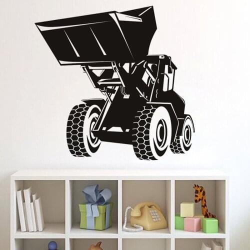 Cartoon Building Digger Wall Sticker Home Decor Living Room Decals Kids Bedroom Decorative Stickers