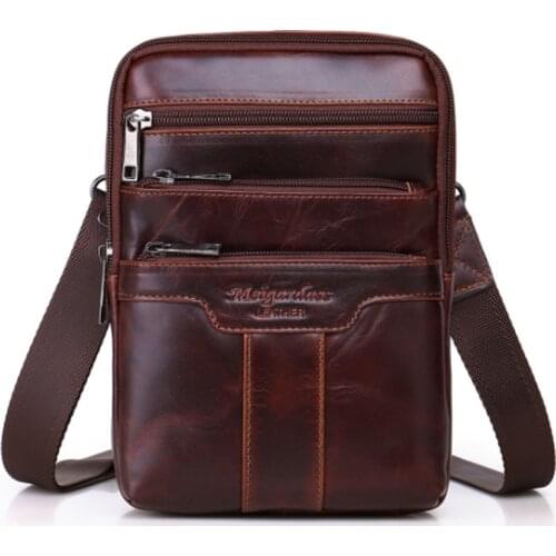Men Real Cow Leather Sling Chest Bag Multifunction Oil Wax Genuine Leather brand Classic Cross Body Messenger Shoulder Bag