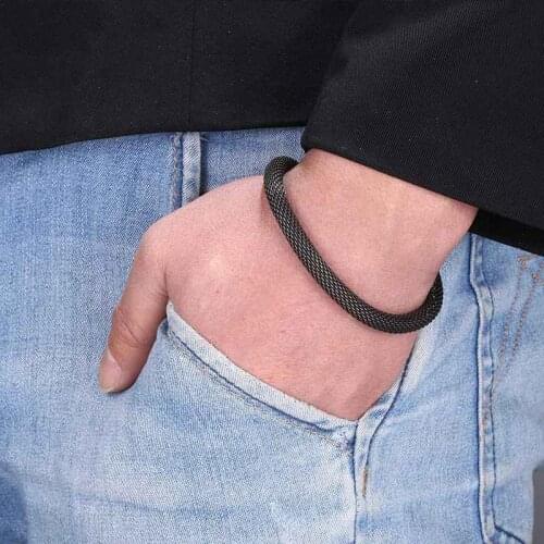 New Men Bracelet Round Shape Stainless Steel Chain Bracelets Male Jewelry Hip Hop Gift Rock PUNK GS0102