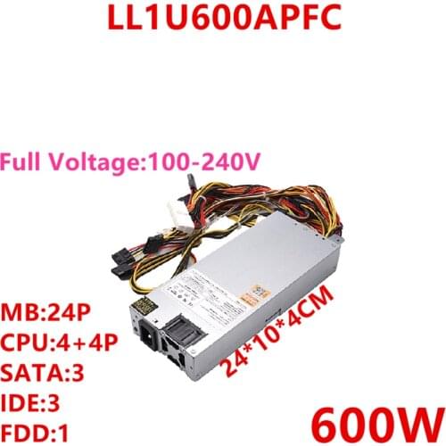 New PSU For Lianli 1U 600W Power Supply LL1U600APFC
