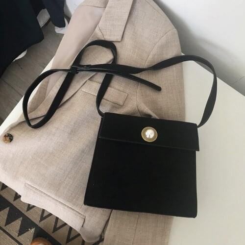 BENVICHED autumn women bag 2021 new retro Suede pure color slanting single shoulder fashion black simple small square bag c232
