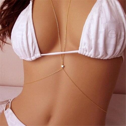 Hot Summer Beach Sexy Multilayer Necklace vintage fashion Crossover Star Harness Bikini Body Belly Waist Necklace Chain Jewelry