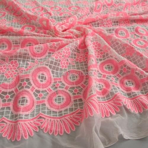 POp62 pink flower flowers textile african cloth Eugen yarn embroidery wholesale apparel cotton fabric lace fabric sewing machine