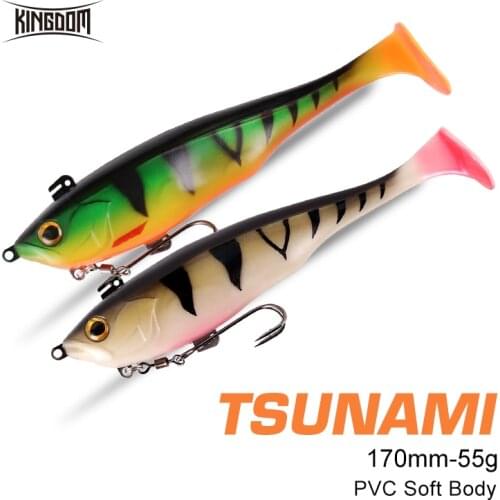 Kingdom TSUNAMI Fishing Lures 55g 170mm T-Tail Silicone Leurre Souple Wobblers Artificial Swimbaits Sinking Soft Baits For Bass