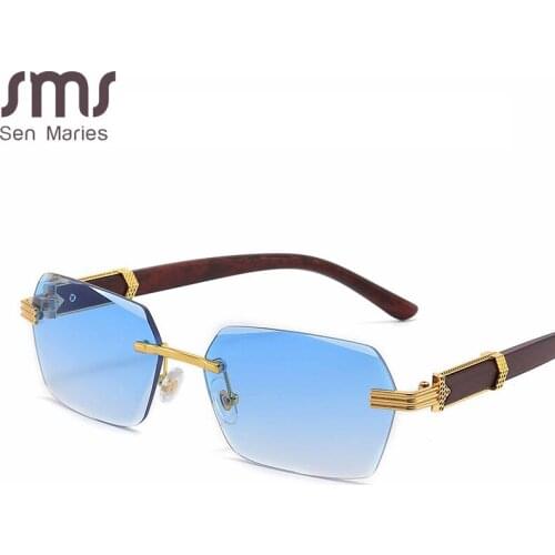 Rectangle Sunglasses Women Men Rimless Vintage Eyeglasses Luxury Brand Designer Sun Glasses Framless Shades Retro Eyewear UV400