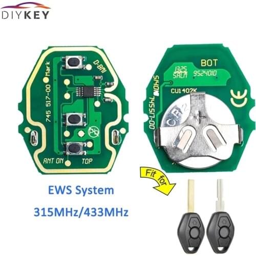 DIYKEY 3 Button Remote Car Key Control Circuit Board for BMW EWS System X3 X5 Z3 Z4 1/3/5/7 X3 X5 Z3 Series 315MHz/433MHz
