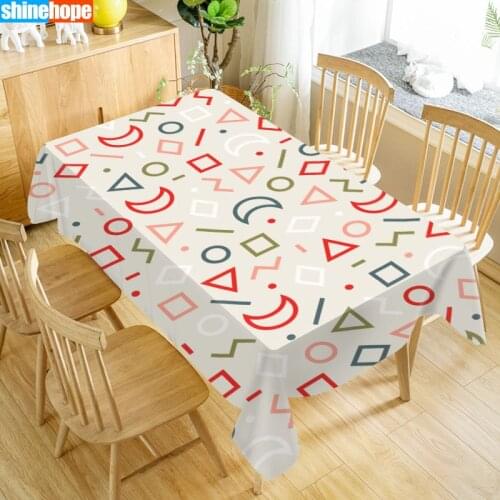 Shapes Pattern Table Cloth Oxford Print Waterproof Oilproof Home Rectangular Party Table Cover 100X140cm/140X250cm