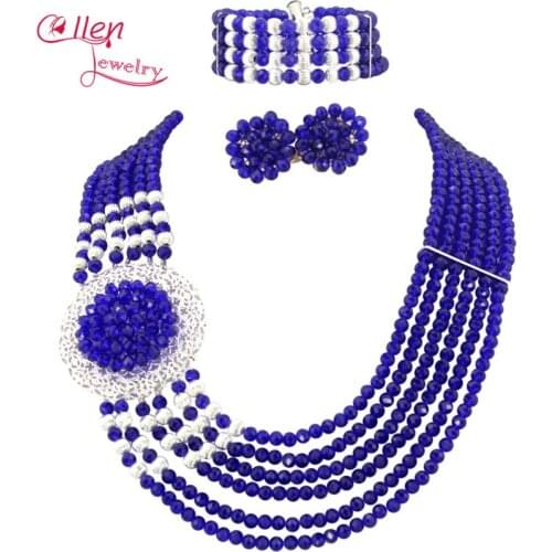 African Wedding Jewelry Set Crystal Jewelry Set African Beads Necklace Set Crystal Beads Necklace Set Free Shipping W6217